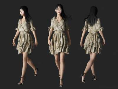 现代穿裙子女人3D模型下载